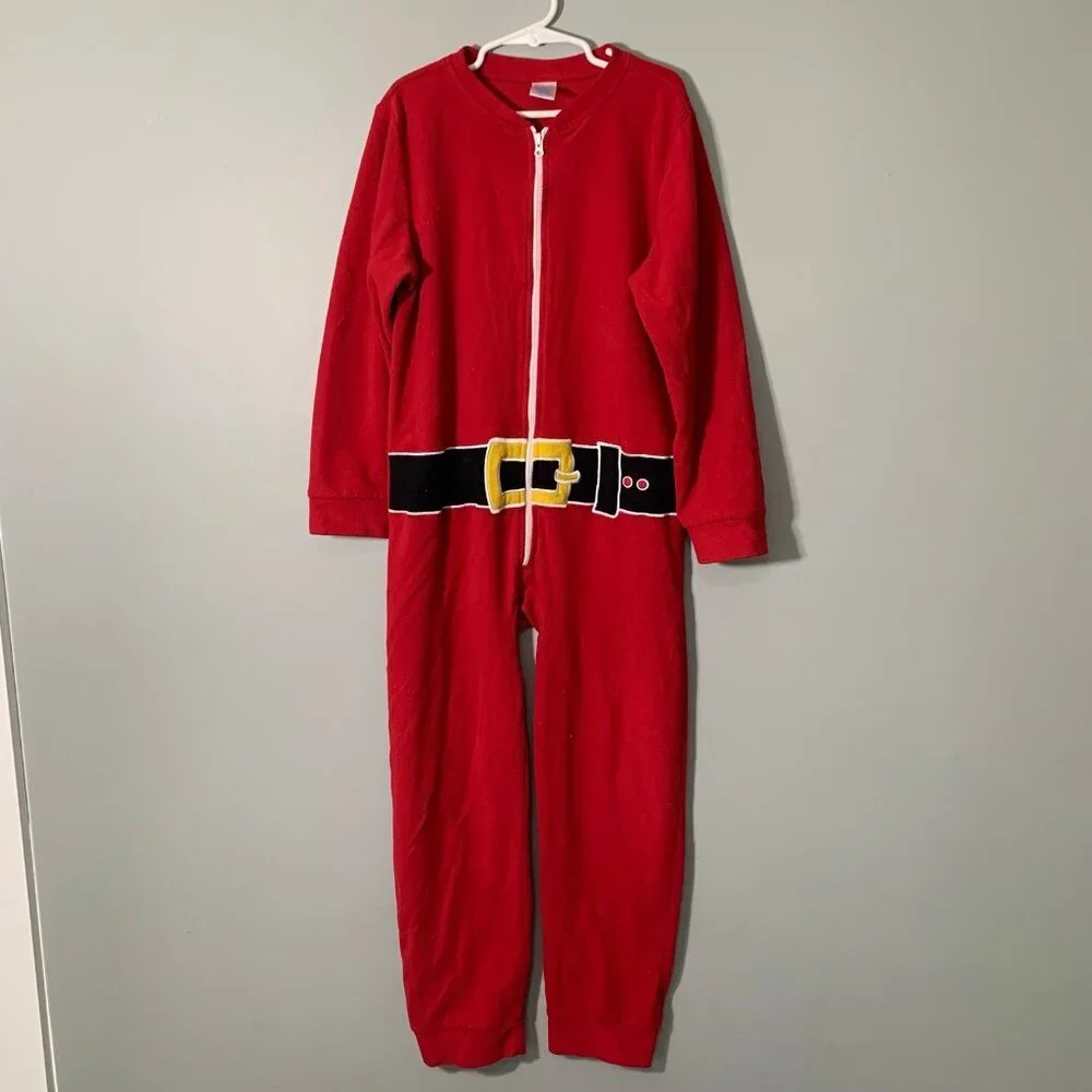 5/$25 The Children's Place Kids Red Santa Fleece Pajamas Size M‎ 7/8 Sleeper